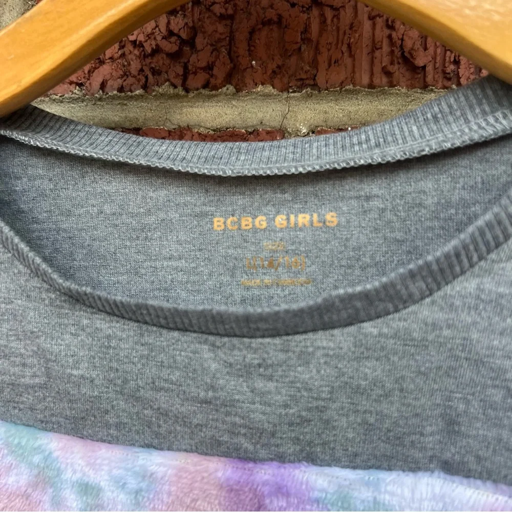 BCBG Girls Gray and Pink Tie Dye Long Sleeve Top - Picture 3 of 3